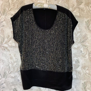 Black Silk Sequin Top Eileen Fisher